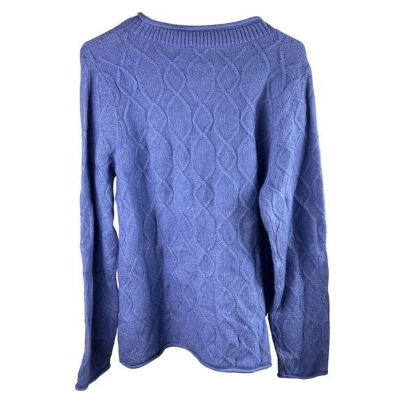 Talbots XL Cable Knit Sweater Blue Acrylic & Wool Blend Womens Stylish Pullover - Picture 6 of 9